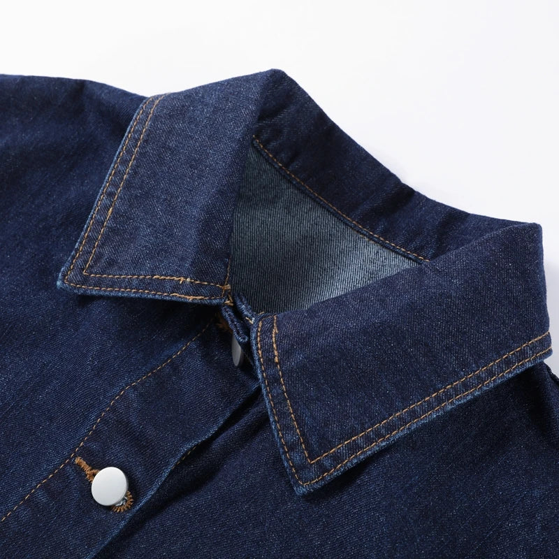 Casual Denim Two-Piece Set for Women Turndown Collar Long Sleeve Single Breasted Jacket with Pockets and Mini Skirt Stylish Summer Outfit