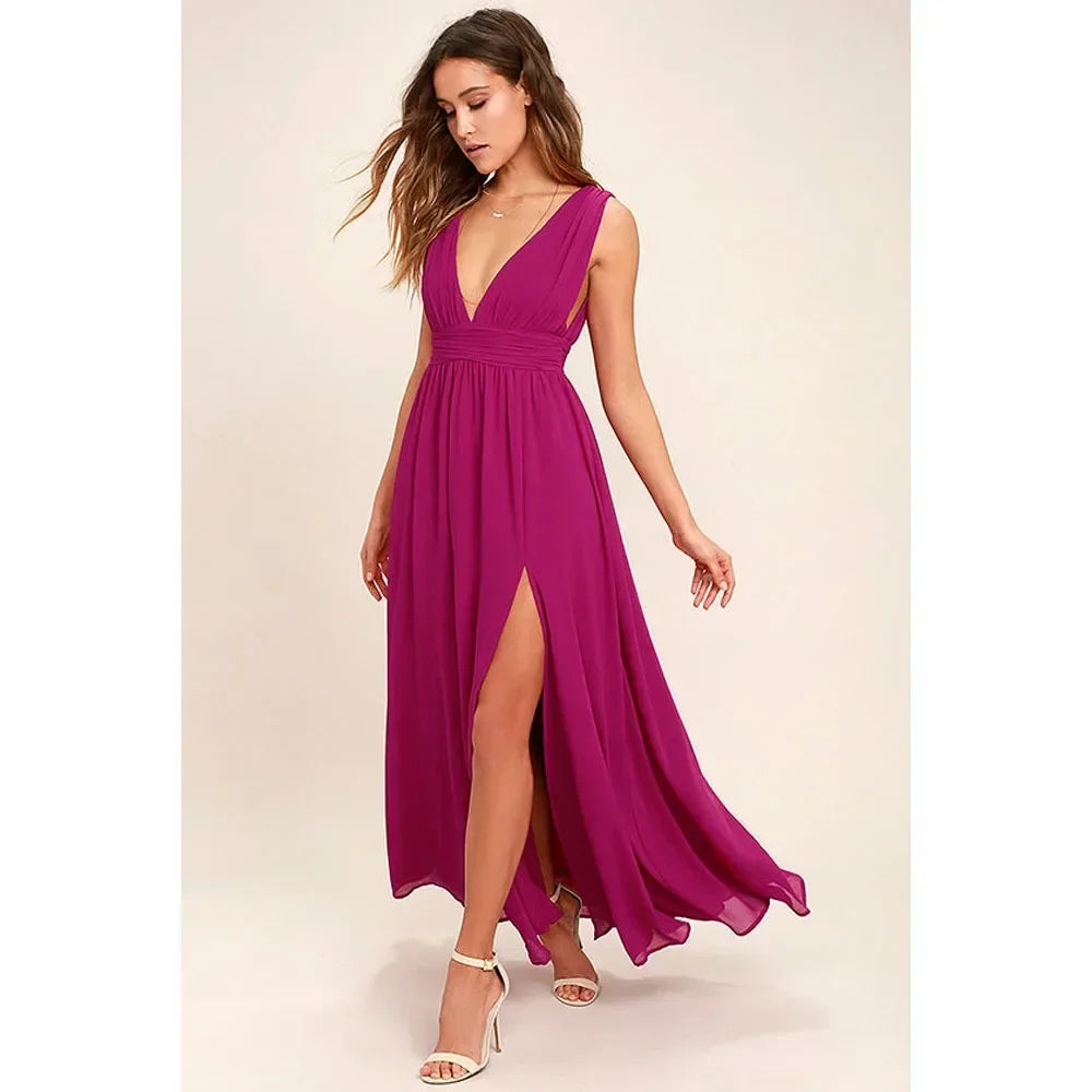 Elegant Backless Maxi Dress for Women with Mesh Long Bodycon Fit in Vibrant Red Perfect for Christmas Parties and Evening Events