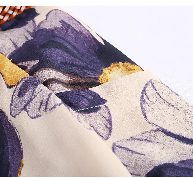 Retro Elegant Two Piece Dress Set for Women T-Shirt Top with A-Line Floral Skirt Office Lady Summer Outfit