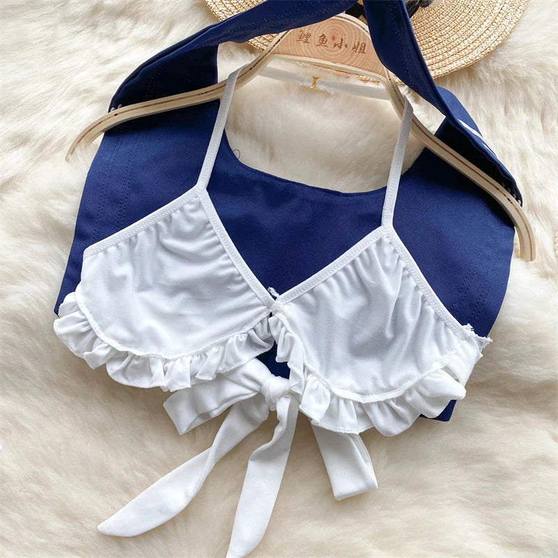 White Sailor Collar Strap Short JK Uniform Set with Pleated Skirt Sweet and Sexy Cosplay Lingerie Matching Outfit for Girls