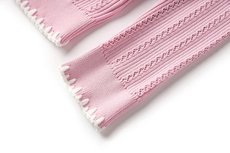 Elegant Baby Pink Knitted 2PCS Set Featuring Soft Sweater and Sheath Skirt for Women Spring Sweet Design Luxury Twin Outfit