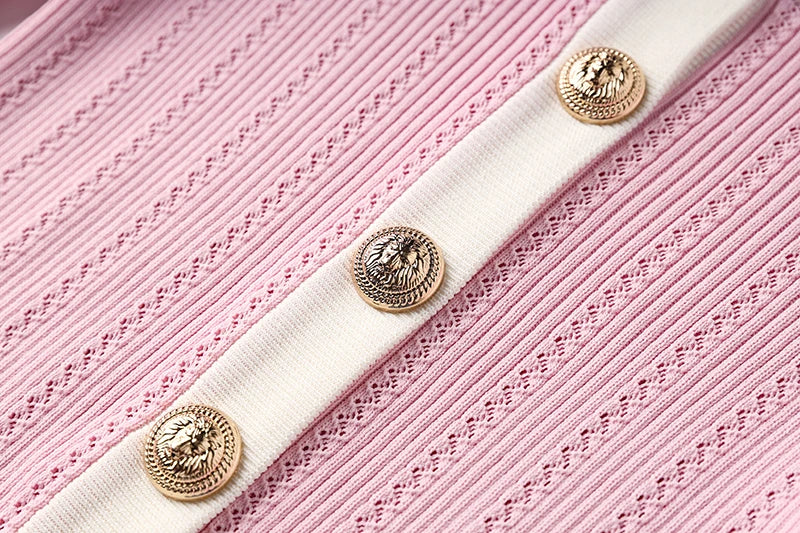 Elegant Baby Pink Knitted 2PCS Set Featuring Soft Sweater and Sheath Skirt for Women Spring Sweet Design Luxury Twin Outfit