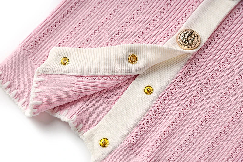 Elegant Baby Pink Knitted 2PCS Set Featuring Soft Sweater and Sheath Skirt for Women Spring Sweet Design Luxury Twin Outfit