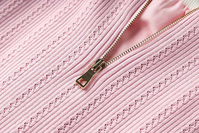 Elegant Baby Pink Knitted 2PCS Set Featuring Soft Sweater and Sheath Skirt for Women Spring Sweet Design Luxury Twin Outfit