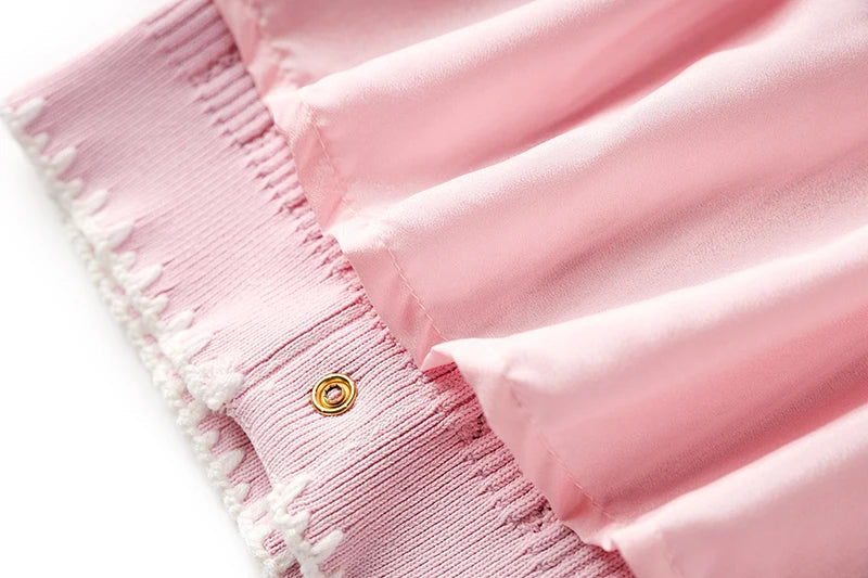 Elegant Baby Pink Knitted 2PCS Set Featuring Soft Sweater and Sheath Skirt for Women Spring Sweet Design Luxury Twin Outfit