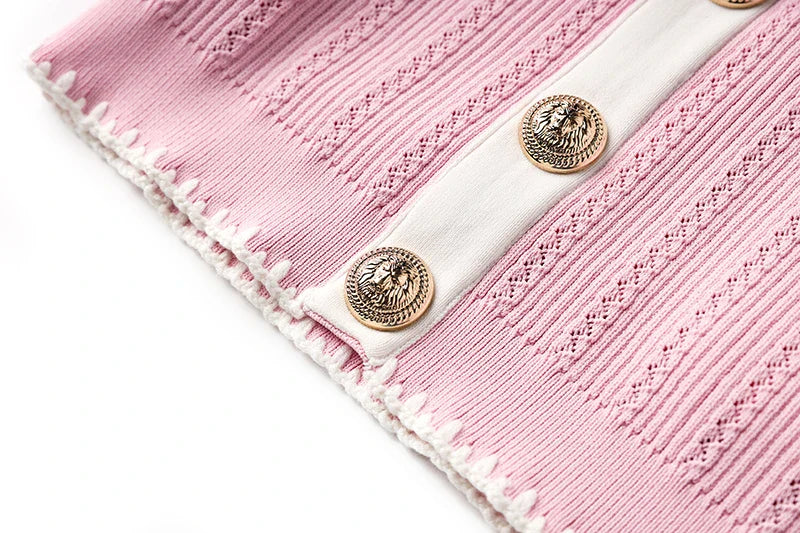 Elegant Baby Pink Knitted 2PCS Set Featuring Soft Sweater and Sheath Skirt for Women Spring Sweet Design Luxury Twin Outfit