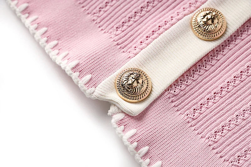 Elegant Baby Pink Knitted 2PCS Set Featuring Soft Sweater and Sheath Skirt for Women Spring Sweet Design Luxury Twin Outfit