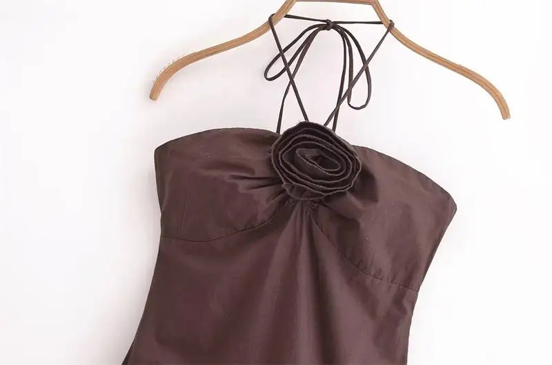 Chic Summer Women's Tube Top Dress with Hanging Neck for Holiday and Party Occasions Long Flowing Day Dress