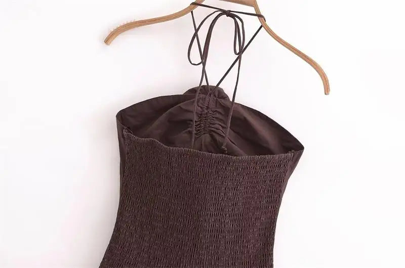 Chic Summer Women's Tube Top Dress with Hanging Neck for Holiday and Party Occasions Long Flowing Day Dress