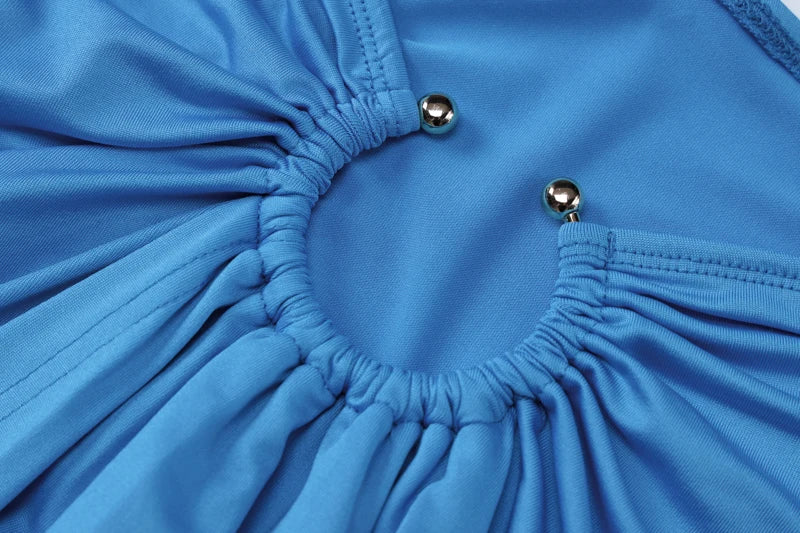 Strappy Square Collar Draped Loops Crop Tank Top and Sexy Slit Maxi Skirt Two Piece Set for Festival and Vacation