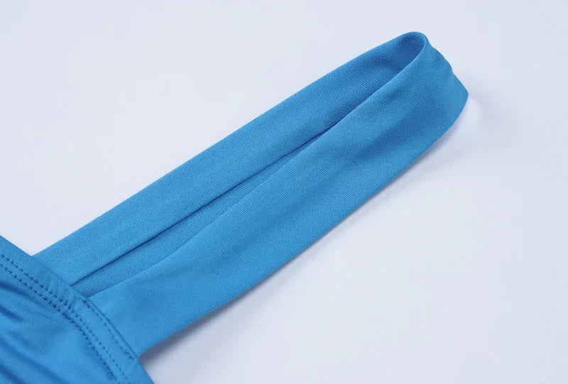 Strappy Square Collar Draped Loops Crop Tank Top and Sexy Slit Maxi Skirt Two Piece Set for Festival and Vacation