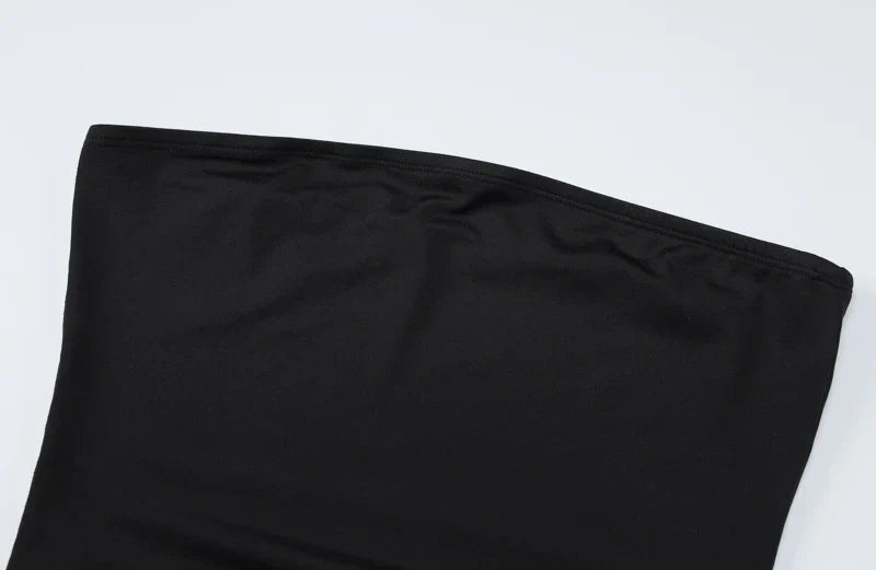 Black Strapless Long Sleeve Sexy Bodycon Maxi Dress for Elegant Evening Parties and Festivals