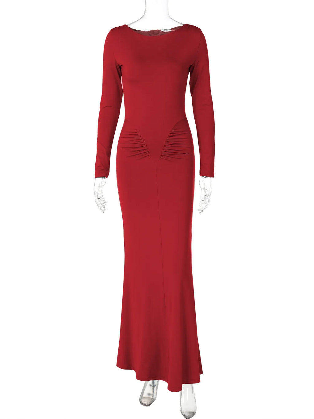 Elegant Long Sleeve Draped Bodycon Maxi Dress for Evening Parties and Festivals with Stylish Y2K Inspiration