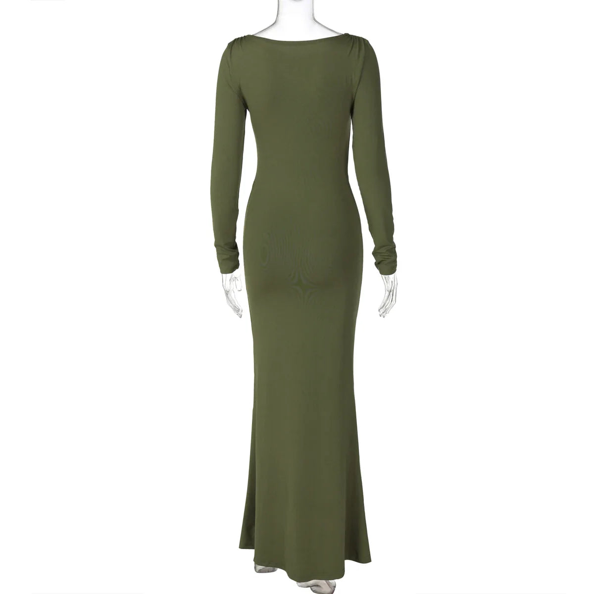 Elegant Long Sleeve Draped Bodycon Maxi Dress for Evening Parties and Festivals with Stylish Y2K Inspiration