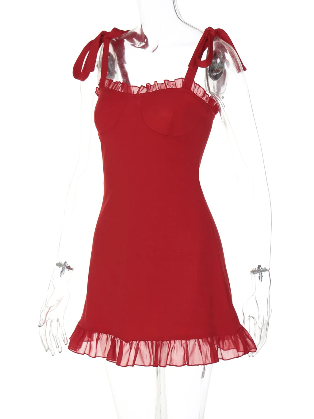 Elegant Solid Slim Mini Dress for Women with Ruffles Backless Bandage Patchwork Perfect for Birthday Parties and Vacations