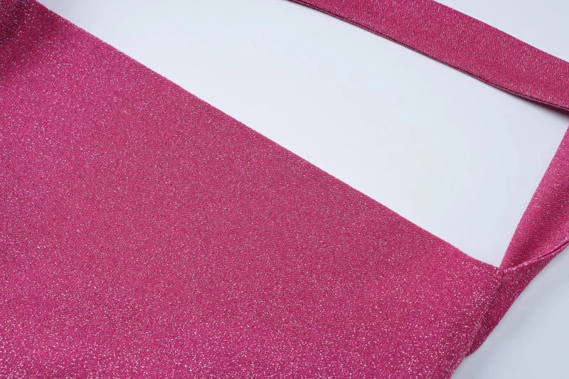 Elegant Shine Halter Backless Midi Dress for Women with Slit Detail Perfect for Spring Summer Parties and Festivals