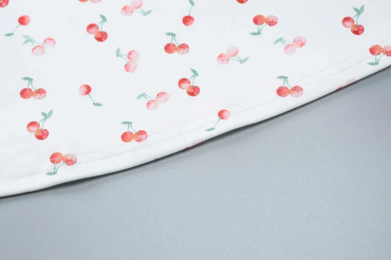 Cherry Print Strap Backless Draped Bodycon Mini Dress for Summer Women Elegant Party and Vacation Wear