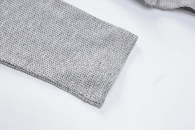 Long Sleeve Solid O Neck Buttoned Slim Crop T-Shirt Top for Women Elegant Streetwear Party Outfit