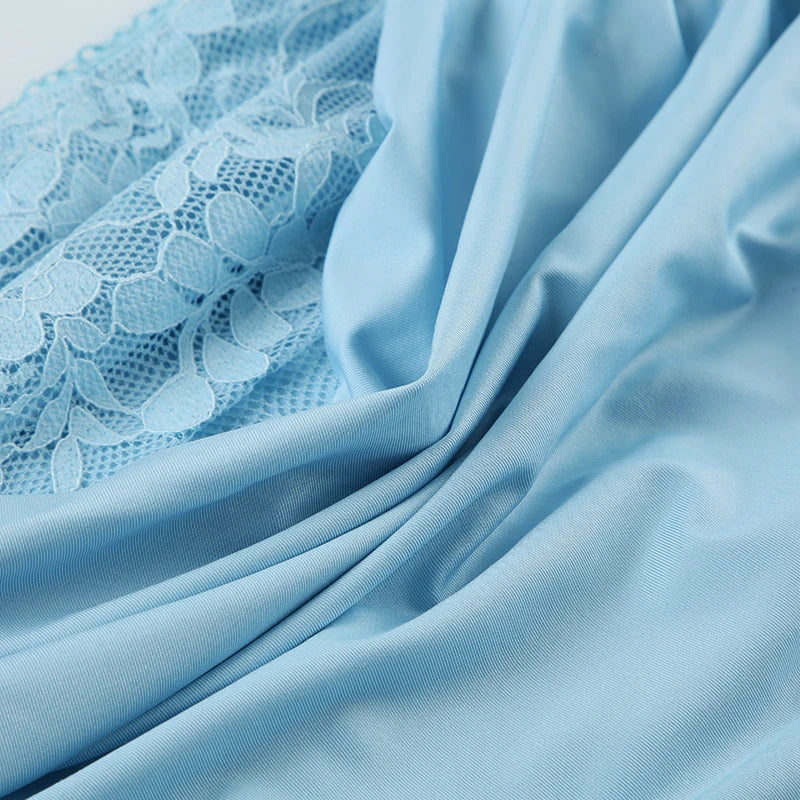 Solid Patchwork Lace Two Piece Dress Set Sleeveless Camisole Top with Low Waist Sheer Maxi Skirt Beach Style Holiday Outfit