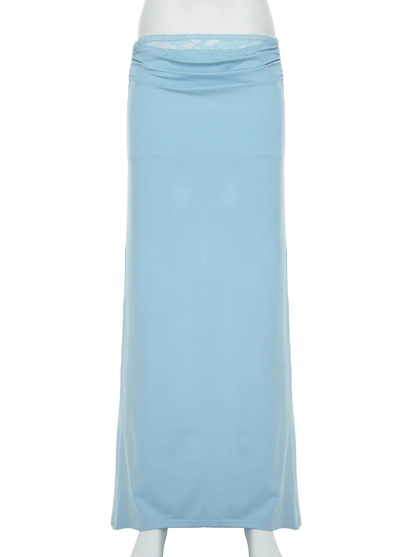 Solid Patchwork Lace Two Piece Dress Set Sleeveless Camisole Top with Low Waist Sheer Maxi Skirt Beach Style Holiday Outfit