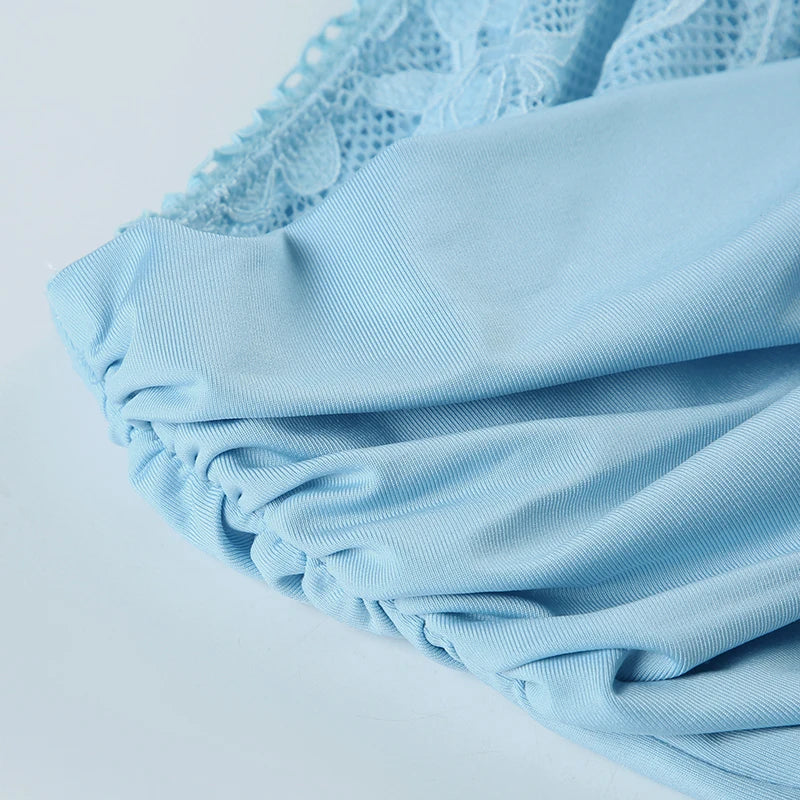 Solid Patchwork Lace Two Piece Dress Set Sleeveless Camisole Top with Low Waist Sheer Maxi Skirt Beach Style Holiday Outfit