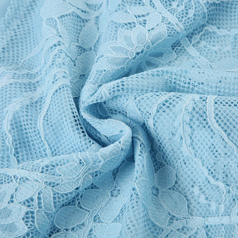 Solid Patchwork Lace Two Piece Dress Set Sleeveless Camisole Top with Low Waist Sheer Maxi Skirt Beach Style Holiday Outfit