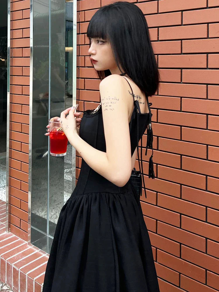 Elegant Casual Solid Lace Trim A-Line Maxi Dress with Slash Neck and Sleeveless Design for Summer Women