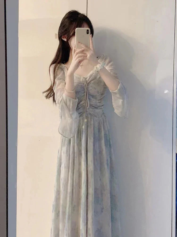 Summer Sporty Chic French White Dress for Women with Long Bubble Sleeves and Comfortable Fit Elegant Niche Primrose Style