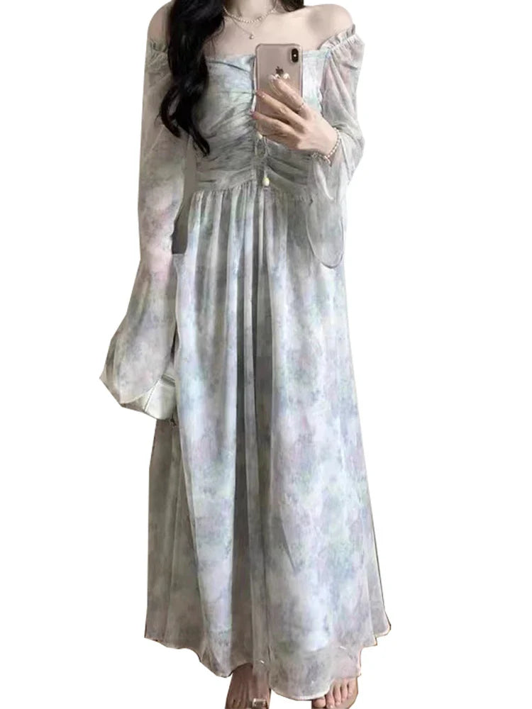 Summer Sporty Chic French White Dress for Women with Long Bubble Sleeves and Comfortable Fit Elegant Niche Primrose Style