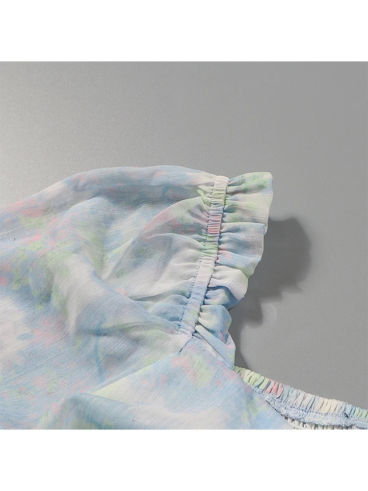 Summer Sporty Chic French White Dress for Women with Long Bubble Sleeves and Comfortable Fit Elegant Niche Primrose Style