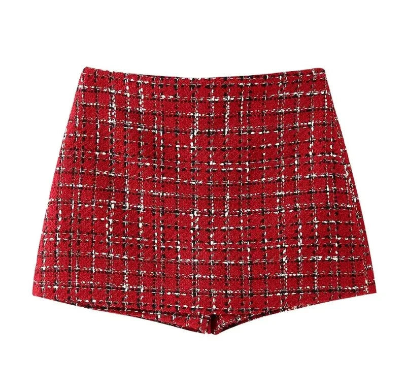 Elegant Women's Tweed 2-Piece Set with O-Neck Button Jacket and Sheath Mini Skirt Autumn Outfit