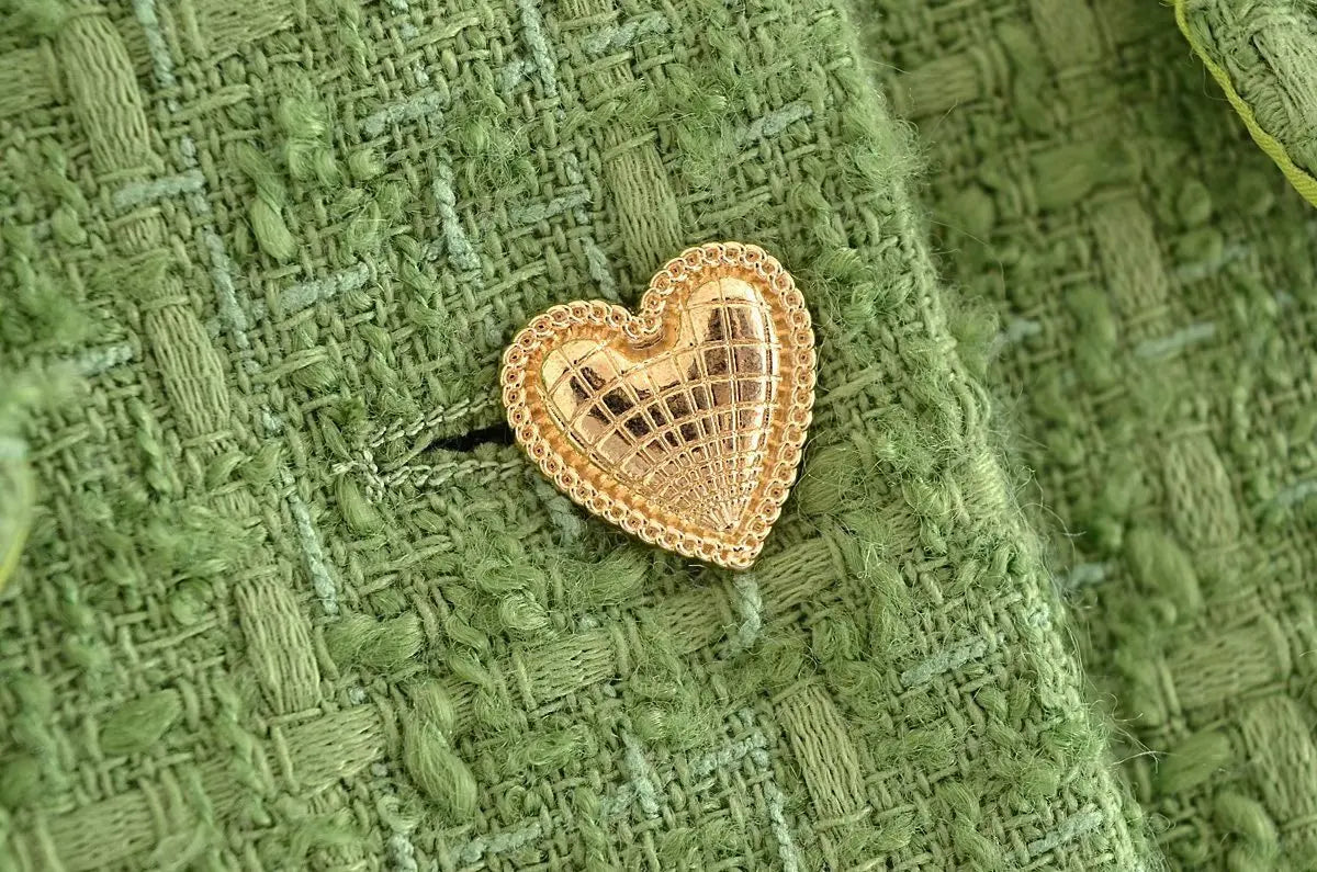 Elegant Women's Tweed 2-Piece Set with O-Neck Button Jacket and Sheath Mini Skirt Autumn Outfit