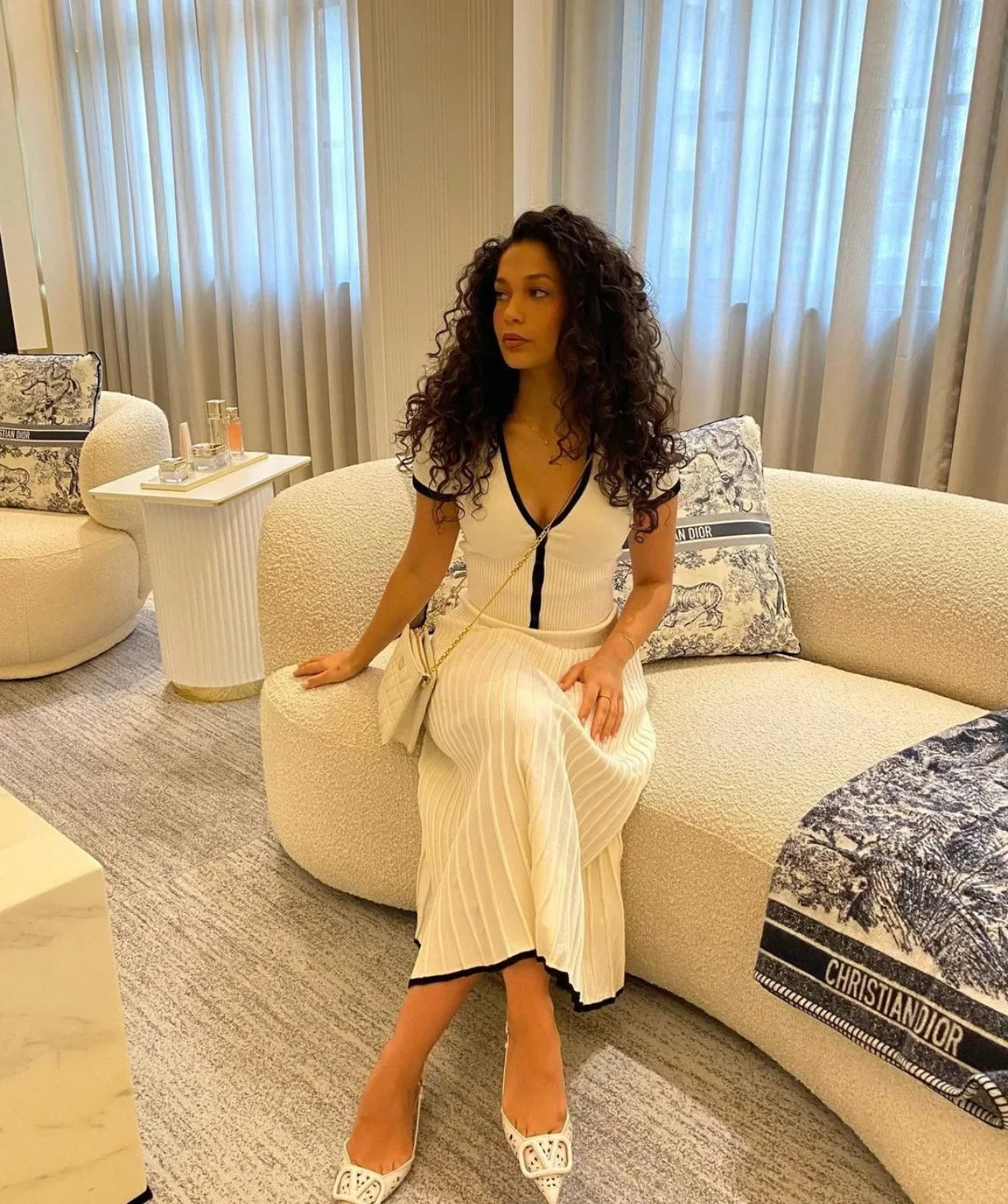 Summer Knit Patchwork Two Piece Set for Women Slim Fit Crop Top and Long A-line Pleated Skirt Matching Knitwear Outfit