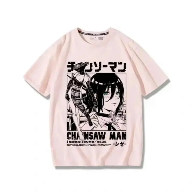 Chainsaw Man Manga Graphic Cotton T-Shirt for Women Plus Size Short Sleeve Summer Streetwear Top