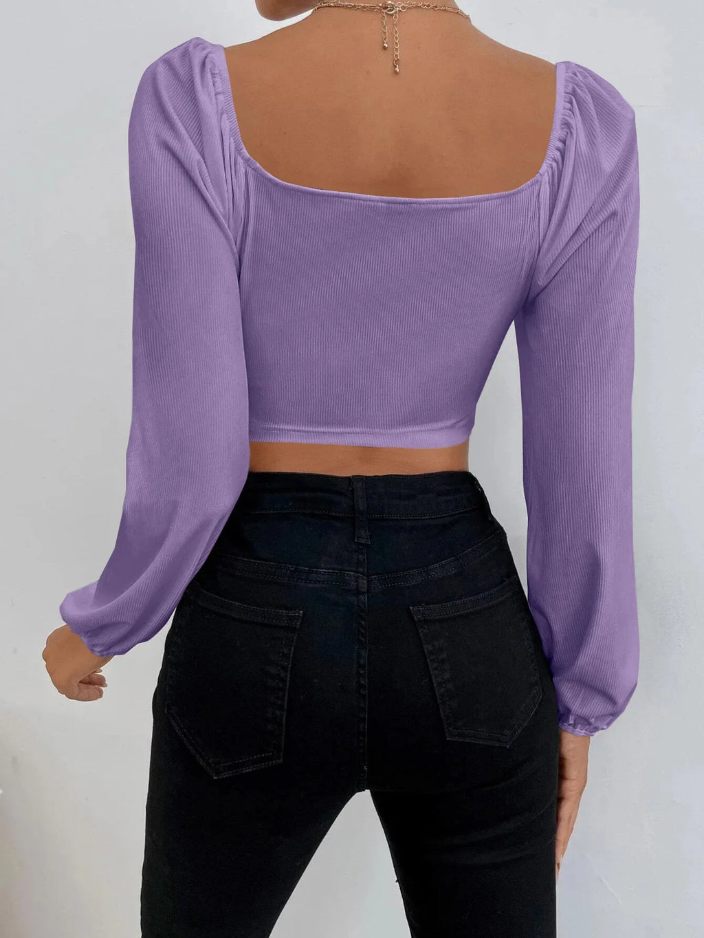 Women's Boho Ruched Sweetheart Neck Lantern Sleeve Black Slim Crop Top Summer Blouse Stylish Korean Tee Shirt