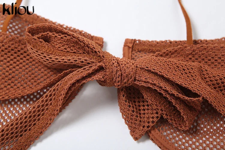 Summer Women Mid-Calf Two Piece Set Sexy Chain Camisole and Hip Skirt Grid Pattern Party Outfit