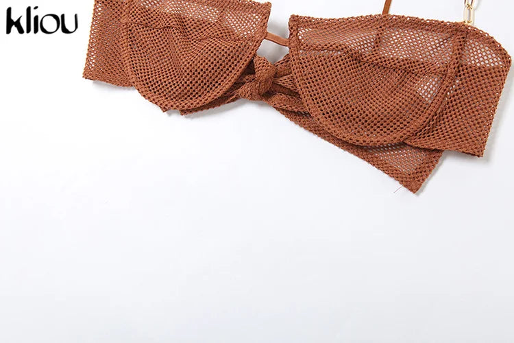 Summer Women Mid-Calf Two Piece Set Sexy Chain Camisole and Hip Skirt Grid Pattern Party Outfit