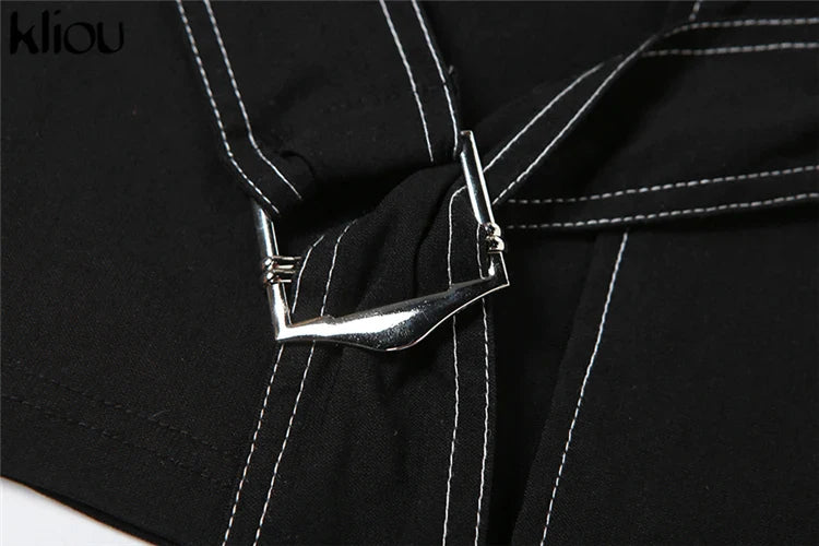 Solid Trendy Two-Piece Women's Cutout Zip-Up Crop Tank and High Waist Cross Ribbon Skirt Set Party Clubwear