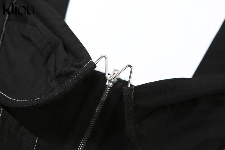 Solid Trendy Two-Piece Women's Cutout Zip-Up Crop Tank and High Waist Cross Ribbon Skirt Set Party Clubwear