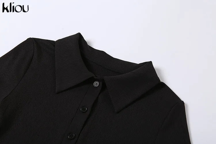 Elegant Office Lady Maxi Dress with Solid Fabric, Turn-Down Collar, Short Sleeves, Button Details, Side Slit, Body-Shaping Fit, Street Style Robe