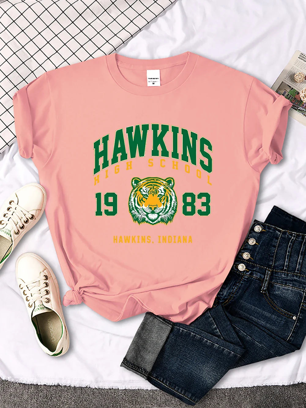 Hawkins High School 1983 Graphic Print Women's Casual Crewneck T-Shirt Streetwear Harajuku Style Short Sleeve Tee