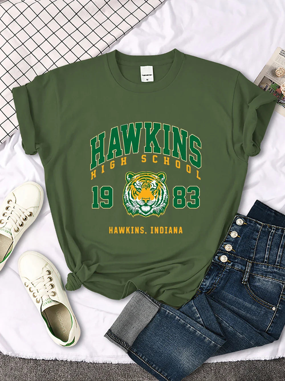 Hawkins High School 1983 Graphic Print Women's Casual Crewneck T-Shirt Streetwear Harajuku Style Short Sleeve Tee