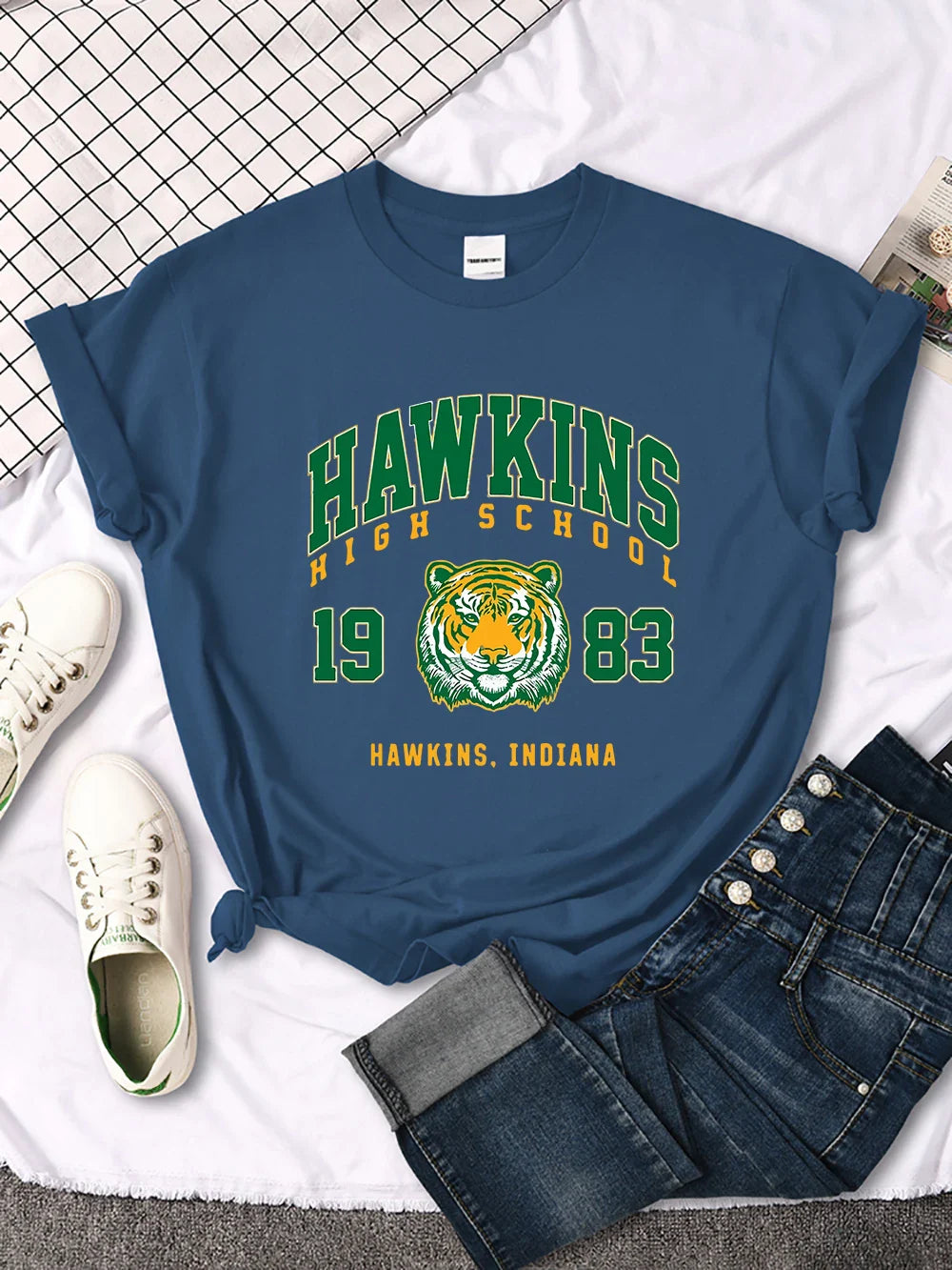 Hawkins High School 1983 Graphic Print Women's Casual Crewneck T-Shirt Streetwear Harajuku Style Short Sleeve Tee