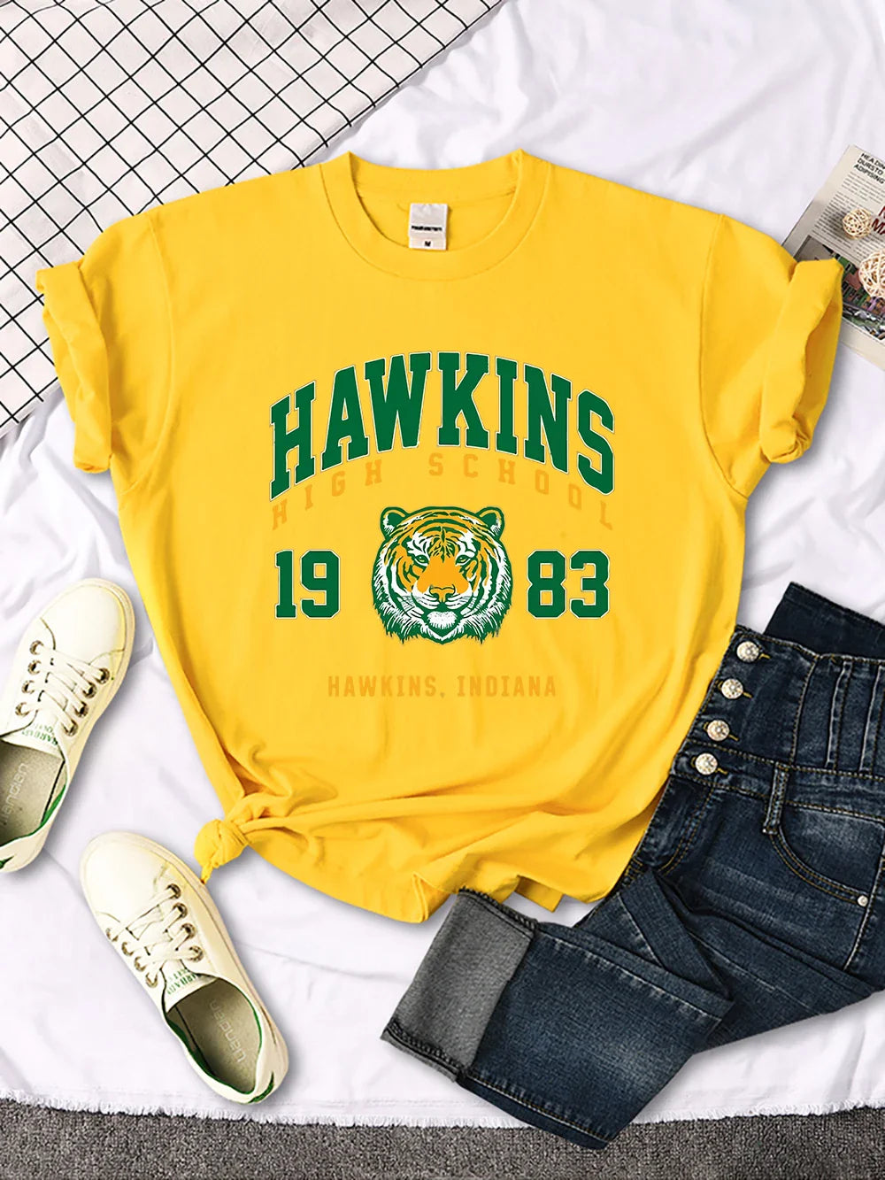 Hawkins High School 1983 Graphic Print Women's Casual Crewneck T-Shirt Streetwear Harajuku Style Short Sleeve Tee