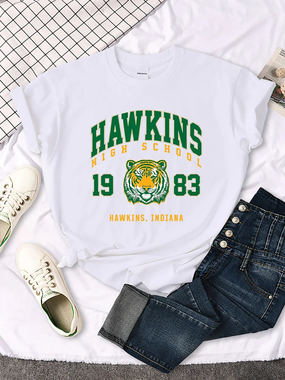 Hawkins High School 1983 Graphic Print Women's Casual Crewneck T-Shirt Streetwear Harajuku Style Short Sleeve Tee
