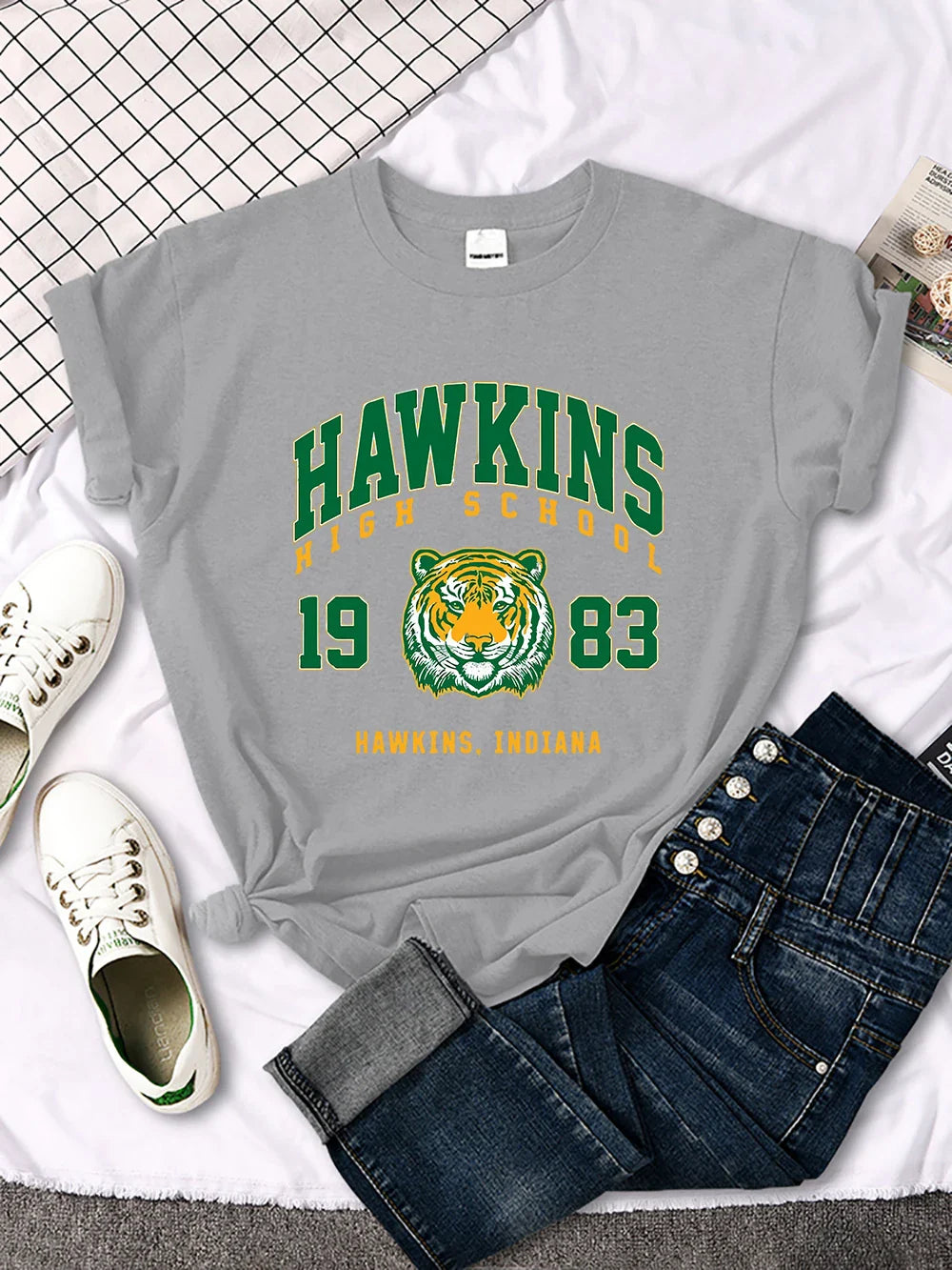 Hawkins High School 1983 Graphic Print Women's Casual Crewneck T-Shirt Streetwear Harajuku Style Short Sleeve Tee