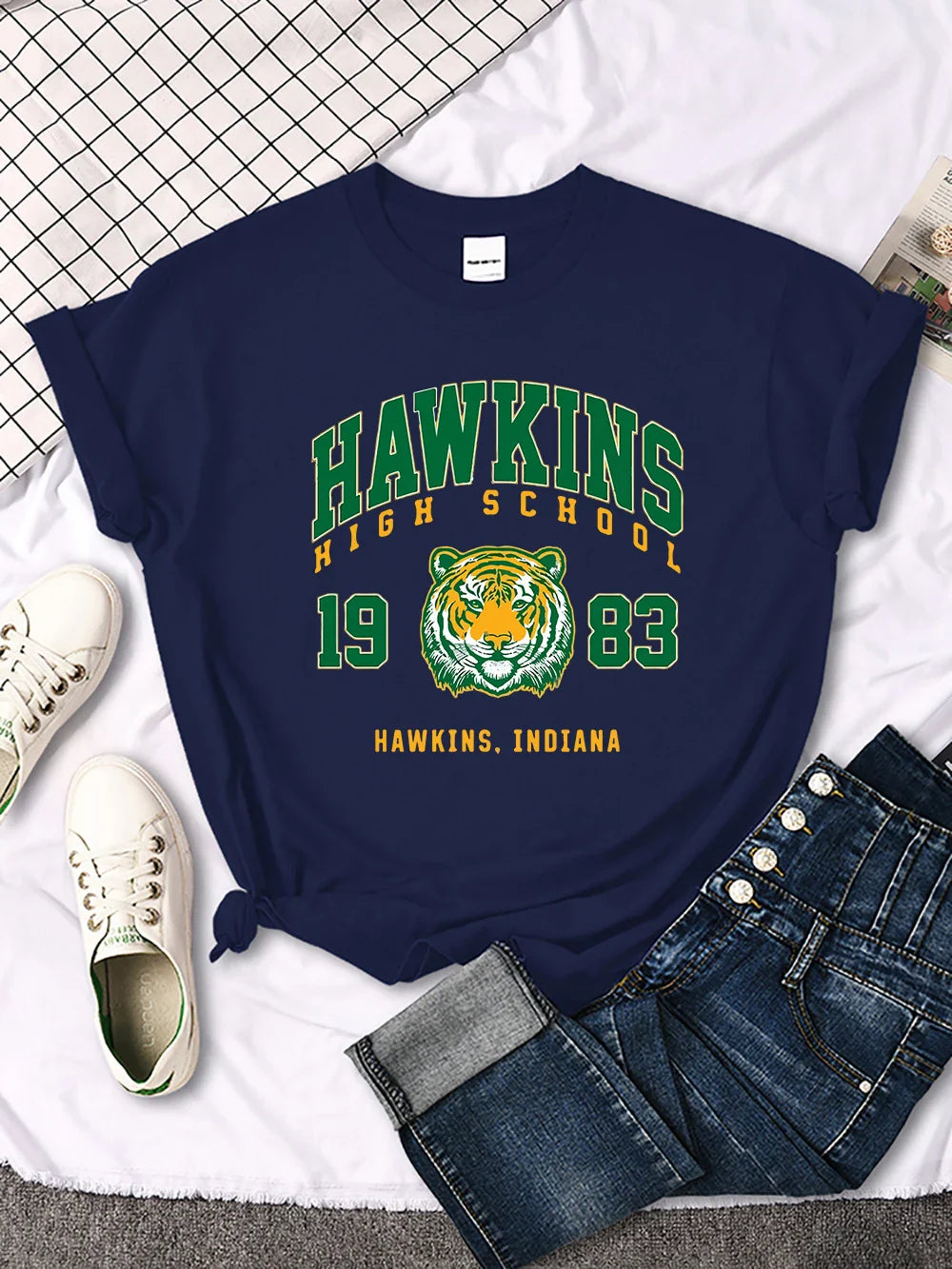 Hawkins High School 1983 Graphic Print Women's Casual Crewneck T-Shirt Streetwear Harajuku Style Short Sleeve Tee
