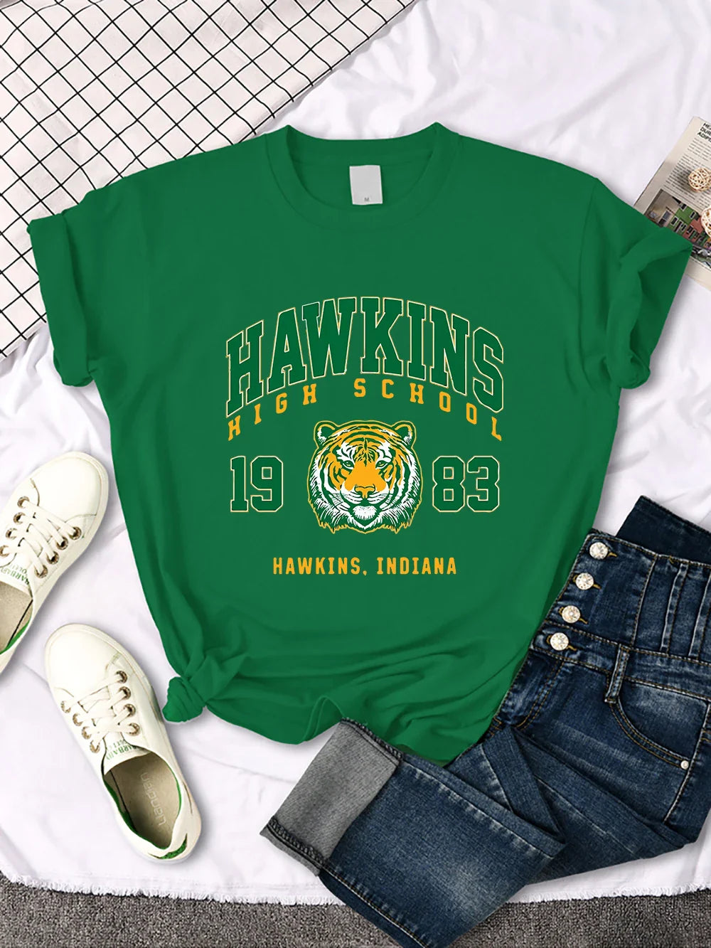 Hawkins High School 1983 Graphic Print Women's Casual Crewneck T-Shirt Streetwear Harajuku Style Short Sleeve Tee
