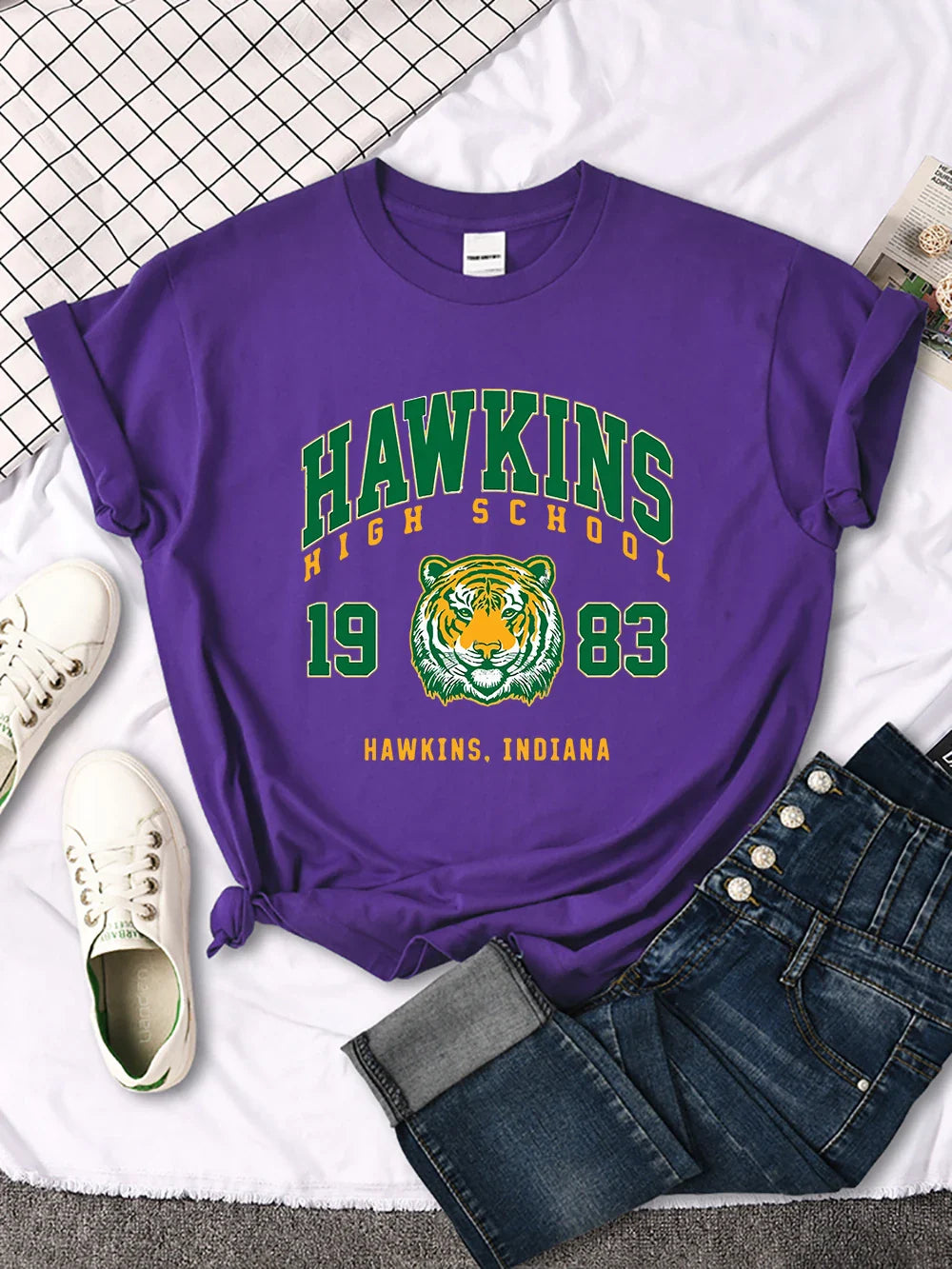 Hawkins High School 1983 Graphic Print Women's Casual Crewneck T-Shirt Streetwear Harajuku Style Short Sleeve Tee