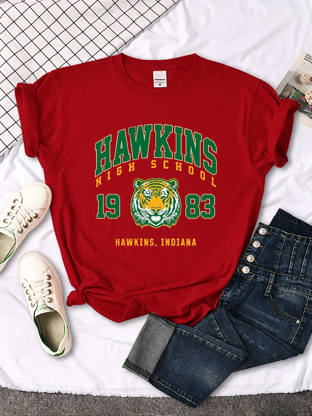 Hawkins High School 1983 Graphic Print Women's Casual Crewneck T-Shirt Streetwear Harajuku Style Short Sleeve Tee